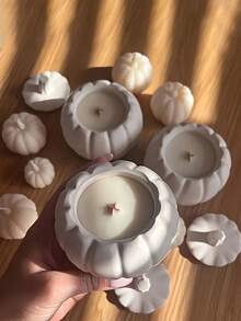 Bộ 2 khuôn silicon hình quả bí ngô Halloween, chân nến bí ngô thủ công DIY, hộp đựng, khuôn đúc nhựa Epoxy, quà tặng ngày lễ, khuôn thạch cao bê tông xi măng trang trí nhà cửa - trắng - Xem 7
