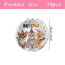 10 szt. talerzyków 7-calowych/9-calowych z motywem kota, talerzyki na przyjęcie urodzinowe z kotem, zastawa stołowa na imprezę z motywem kota, odpowiednie na przyjęcia urodzinowe, spotkania rodzinne, pikniki na świeżym powietrzu