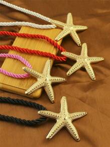 1 pieza Collar de cuerda gruesa con colgante de estrella de mar exagerado, estilo playa, para vacaciones