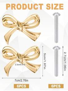 6/2pcs Brass Bow-Shaped Gold-Plated Drawer Cabinet Handles, Decorative Vintage Gold-Plated Home Drawer Pulls, Vintage Vanity Knobs, Decorative Bow-Shaped Knobs, Vanity Cabinet And Kitchen Cabinet Handles, Cabinet Drawer Pulls, Wardrobe Hardware Accessories, Cabinets, Vanities, Tables, Bedside Cabinets, Wardrobes, And Drawer Handles - Multicolor - View 4