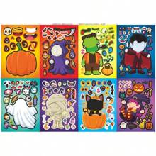 1 套 8 件万圣节儿童卡通吸血鬼、南瓜、女巫拼图 DIY 脸部贴纸（款式随机）