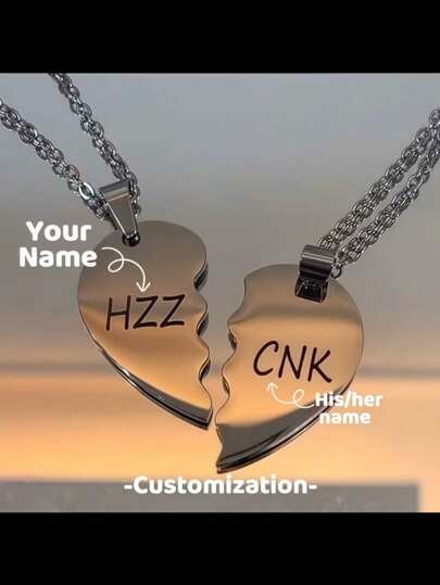 Individuell gestaltbare Herz-Anhänger Halskette, Verewige unsere Liebe in der Romantik