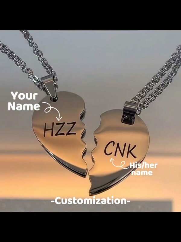 Customizable Heart Pendant Necklace, Embed Our Love Into Romance