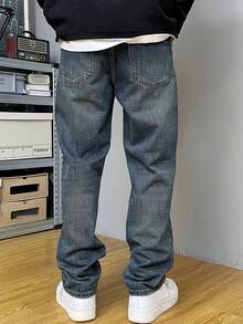 Casual Denim Jeans For Men, Blue, Fashion Daily Wear - 中等水洗藍 - 查看 2
