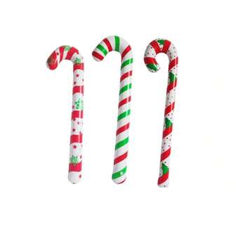 3 stycken uppblåsbara julpromenadkäppar, PVC-godispromenadkäppar, dekorationer till högtider och fester, julklappar