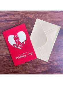 3D Pop-Up Wedding Greeting Card With Envelope, Romantic Lover Paper Carving Handmade Card, Sweet Wedding Party Invitation, Valentine's Day/Anniversary Card, Graduation Season Love Card