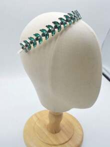 Green Crystal Rhinestone Headband, Wedding Hair Accessory, Women & Girls Bridal Headpiece, Christmas & Halloween Party Headwear - Multicolor - View 14
