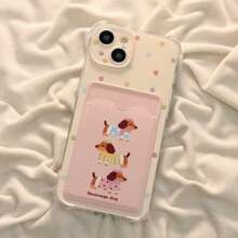 1 pieza Funda de teléfono con perro salchicha de lunares coloridos compatible con Apple 16, 16 Pro, 16 Pro Max, 15, 14, 13, 12, 11 Pro Max, 14 Plus, funda de teléfono billetera transparente compatible con Samsung S21, S22, S23, S24, S25, A26, A36, A52, A22 Series, puede contener fotos y tarjetas, resistente al agua, a los golpes, a las caídas y a los arañazos