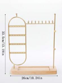 1pc Solid Wood Base Desktop Jewelry Stand, Perfect For Organizing And Storing Watches, Earrings, Bracelets, Necklaces, Etc Christmas Gift.