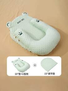 Juego de 3 piezas 2025 Nuevo cojín para bebé, reduce el vómito, cojín de , hamaca para bebé, cojín para bebé, cómodo para jugar, diseño de cuña para reflujo, fundas superior e inferior extraíbles, cuna para bebé, nido para bebé, recién nacido, co-dormir con bebé