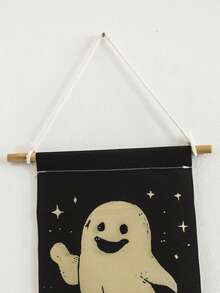 1件流苏挂毯 - 南瓜幽灵鬼屋女巫帽横幅，营造诡异的房间装饰美感，黑米色布艺墙饰，适用于门廊、客厅等。 - 彩色 - 查看 11