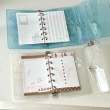 A7 Tri-Fold Loose Leaf Notebook, PVC Transparent Cover, Organizer Album With Divider Pages, Planner Journal