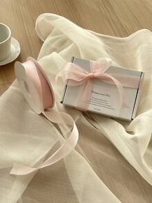 1 Roll Of 20 Yards Of 0.98in Milk Snow Yarn Ribbon, Suitable For DIY, Weddings, Christmas Decorations, Bow Making, Crafts, Cards, Gifts, Flower Accessories, Woven Ribbons And Gift Wrapping Materials - Bow Ribbons, Shoe And Hat Crocheting Supplies/Handmade Supplies/Autumn Decoration Supplies/Holiday Supplies/DIY Accessories, Valentine's Day/Halloween/Christmas/New Year - Multicolor - View 2