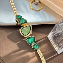 1pc Women's Asymmetrical Shape Alloy Case Colorful Rhinestone High-End Unique Personalized Quartz Watch - one-size - View 4