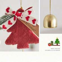 5 Peças Sinos de Natal, Enfeites de Árvore de Natal com Laço, Decorações Natalinas