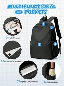 纯色女士背包大号学校背包笔记本电脑背包带笔记本电脑隔层，适用于 14-15.6 英寸笔记本电脑，轻便耐用的学生书包，防水旅行包，实用的户外徒步旅行背包，带有多功能口袋，适合通勤、上学、工作、旅行的休闲背包，2 种颜色可选书包