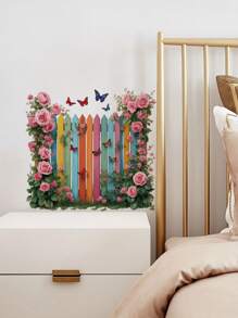 2 件/1 件墙贴 - [彩色栅栏蝴蝶、莲花] PVC 自粘可移除墙贴，适用于托儿所、儿童房、游戏室或教室 - 适合任何空间的可爱创意墙面装饰 - 彩色 - 查看 8