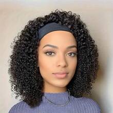 Hight Density Headband Wig Human Hair Kinky Curly Full Machine Made Remy Human Hair Wigs For Women 250% Density - SNatural - View 1