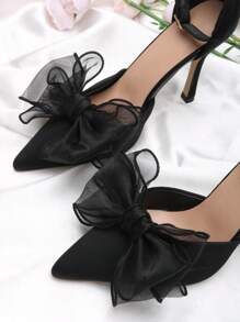 1 Pair (2pcs) White, Beige, Black, Wine Red, Light Pink, Rose Pink, Beige Bow-Shaped Detachable DIY Shoe Clips, Fashion Elegant Shoe Accessories For Women's High Heels, Pumps, Office Business Heels, Date Outfit