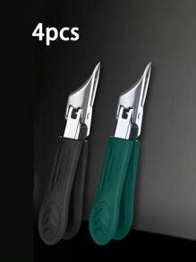 Modern Stainless Steel Toenail Clipper, 25° Angled Blades - Splash Resistant Design For Thick/Ingrown Nails, Ergonomic Non-Slip Handle, Black And Green (Holiday Green Handle) - Foot Care Tool