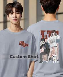 Camiseta Unissex Momo E Seu Melhor Amigo Okarunn Do Anime Dann Da Dann Serie De Mangá - Cinza - Visão 2