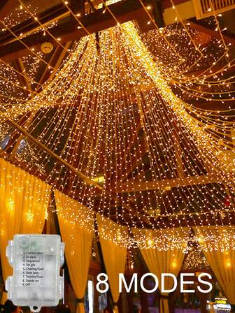 1 pezzo Luci a LED a batteria da 1/3/5/8 m con 8 modalità di illuminazione - Luci da interno magiche per camera da letto, Natale, Ognissanti, feste di matrimonio e decorazione della casa, decorazione da parete, decorazione camera da letto, decorazione per compleanni (regalo romantico senza fiamma, caldo)