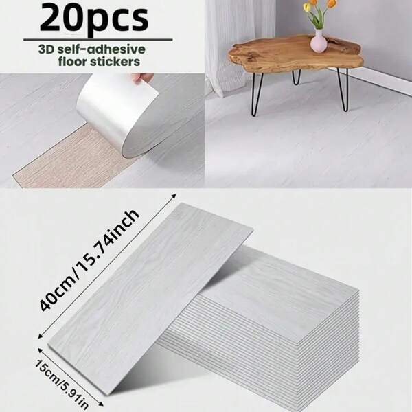 20pcs/Set 40cmx15cm Classic Wood Grain Peel & Stick Floor Tiles Floor Stickers - Wall Stickers, Floor Tiles, DIY Stickers Non-Slip Vinyl, Easy Install For Home Decor