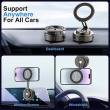 1pc Vacuum Chuck Phone Holder - Strong Magnetic Car Phone Holder Compatible With Iphone 16 15 14 13 12 Android, Adjustable Dashboard Phone Cradle, Hands-Free Car Phone Stand, Strong Suction, Compact And Foldable - Multicolor - View 4