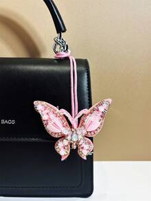 1 pieza Abalorios sólidos hechos a mano con diseño de mariposa elegante y de moda, simple y lindo, versátil, alegre e interesante. Puede usarse como mochila, bolso de hombro, bolso diagonal, bolso de mano, bolso de axila, bolso de maquillaje, otros bolsos de almacenamiento, colgante, colgante de coche, llavero, colgante de cintura de pantalones, colgante de equipaje, colgante de identificación. Adecuado para parejas, novias, estudiantes, hombres y mujeres, para trabajar y desplazarse, citas diarias, vacaciones, viajes y viajes de negocios. Adecuado para hombres, vacaciones, novias, madres, pequeños regalos, regalos de cumpleaños. - Rosa - Ver 6