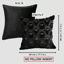1 件 18x18 英寸黑色 3D 幽灵毛绒绗缝枕套，可爱恐怖万圣节抱枕套，深色趣味沙发靠垫套，适合万圣节派对/恐怖可爱卧室/日本惊悚装饰/德国恶作剧装饰/不给糖就捣蛋