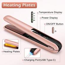 ShenFire Cordless Hair Straightener, Cordless Flat Iron, Wireless Portable Hair Straightener, Ceramic Mini Travel Hair Iron, Type-C Rechargeable, Adjustable 3 Heating Modes Fast Heat Up