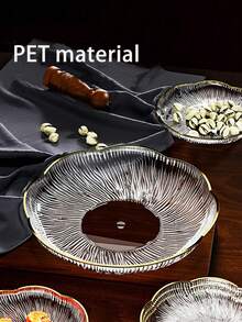 10 paquete de platos de plástico transparentes con borde dorado, bandejas de servir apilables elegantes, platos ligeros reutilizables para bodas, fiestas, postres y decoración del hogar - Multicolor - Ver 7