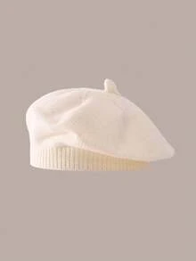 1pc Children's Solid Color Versatile Beret Hat, Adorable & Stylish Knitted Beanie For Infant Toddler, Suitable For Autumn/Winter Daily Wear - 1PC - View 31