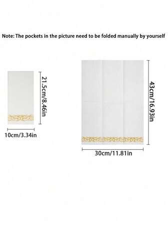 25 pièces de serviettes jetables en tissu avec motif doré et poche intégrée pour couverts, pour mariage et fête. Serviettes en lin texture blanche pré-pliées, conviennent pour les mariages, les festivals, les anniversaires et la décoration de table