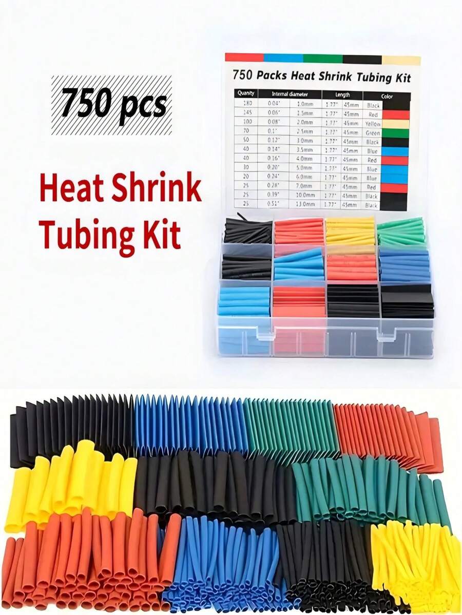 750/580/530/328/127pcs 2:1 Ratio Heat Shrink Tubing Kit - Multi-Color Assortment, Suitable For Industrial, Wire Harness, Wire Management, Electrical & Household Wire Insulation - Multicolor - View 1
