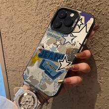 星空图案手机壳，可个性化定制，兼容 16 Pro Max、15/14 Plus、13、12、11，保护套 - 黑色鏡框 彩銀灰 - 查看 3