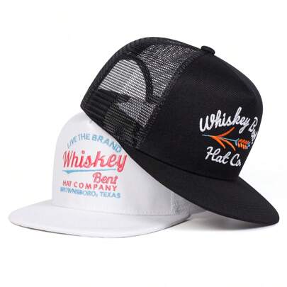 1pc Women's WHISKEY BENT WHISKEY BENT HAT CO. Snapback Hat, Embroidered Letter Casual Baseball Cap, Streetwear Fashion, Suitable For Spring, Autumn, Travel, Beach