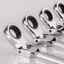 AD TOOLS 8pcs Flexible Ratchet Wrench Set, 9-17mm Wrench Ring Ratchet Combination Flexible Wrench Kit, Metric Flexible Head - Blue - View 6