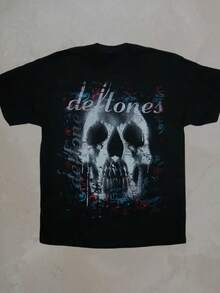 DeftonesES Cotton Singer Skull Head Band T Shirt Hip Hop Rock Tee Fashion Short Sleeve Casual Loose T Shirt Summer Oversized T-Shirts - màu đen - Xem 1