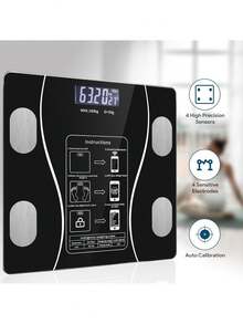 Balança Digital Corporal Inteligente Bluetooth | Bioimpedância, Gordura Corporal, até 180kg - Preto - Visão 2