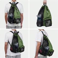 New Swim Bag Mesh Drawstring Backpack With Wet Bag For Beach, Gym And Workout Gear Bag - Green - View 5