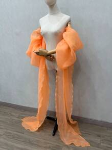 1 件白色欧根纱新娘臂长袖（带丝带）、2 件白色泡泡袖和 1 件可拆卸黑色装饰袖，适合新娘秋季配饰