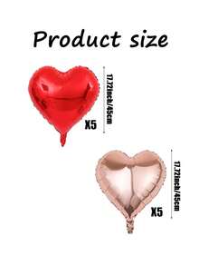 MECRLA 10入組紅色愛心鋁箔氣球和玫瑰金色愛心氣球,適用於婚禮、求婚派對、婚宴、照片背景、新娘派對和其他場合的裝飾 - 彩色 - 查看 6