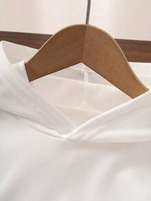 Tween Boy Classic Casual Versatile Solid White Sweatshirt, Suitable For Layering Or Wearing Alone - White - View 4