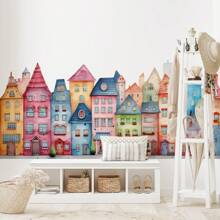 1 Stück bunte, süße Haus Wandaufkleber für Kinderzimmer, abnehmbare Kinderzimmer Aufkleber, Spielzimmer Wandkunst, Baby Mädchen Jungen Schlafzimmer Dekoration