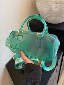 2pcs Jelly Clear Adjustable Shoulder Bag, Suitable For Travel, School, Work, Office, Crossbody Bag - Multicolor - View 14