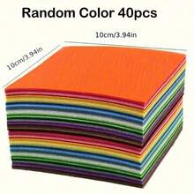 40pcs Soft Felt Sheets, Multi-Color Options, Ideal For DIY Handicrafts, Embroidery, Needle Felting And Sewing Projects - Multicolor - View 12