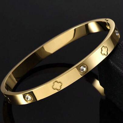 1pc Luxury Minimalist Zirconia Flower Women Jewelry Bracelet