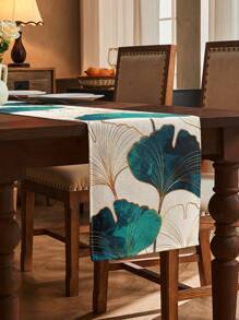 1/2/3/4/5 pezzi Set di runner da tavola e tovagliette in lino, runner da tavola bianco con bordo dorato a motivo ginkgo, adatto per casa, sala da pranzo e ristorante, decorazione da tavola, forniture per la casa, tovaglia rettangolare in tessuto 100% lino, per feste, cucina, camino, sala da pranzo, decorazione country, matrimonio, autunno, tovagliette per tavolo, tovaglia