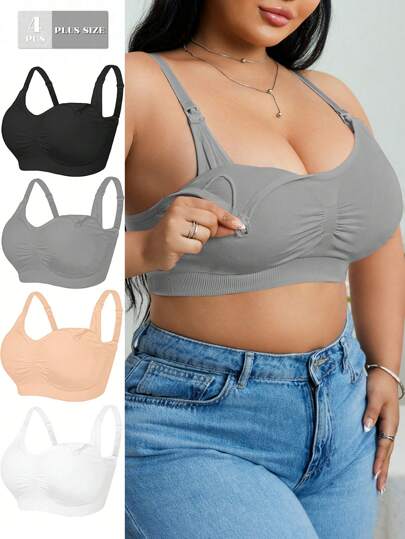 Sutiã de amamentação feminino confortável, liso, sem aro, com fecho frontal, sem costura, para maternidade, sutiã para amamentação, para dormir, para gravidez e pós-parto